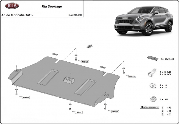 Katalysator/cat lock Beschermplaat voor Kia sportage