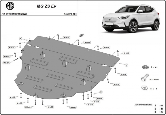 Motor, Versnellingsbak en Radiator Beschermplaat voor MG ZS EV