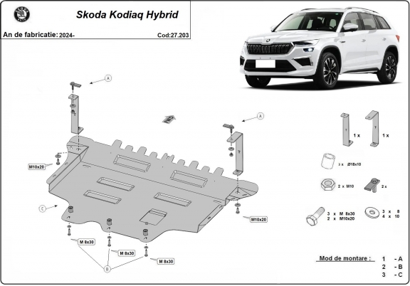 Motor, Versnellingsbak en Radiator Beschermplaat voor Skoda Kodiaq