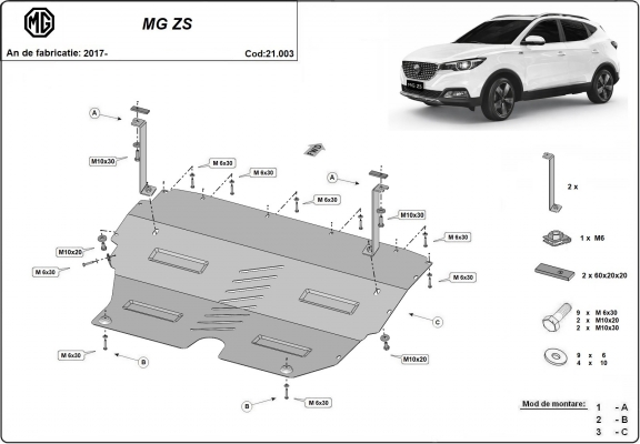 Motor, Versnellingsbak en Radiator Beschermplaat voor MG ZS