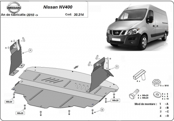 Motor en Versnellingsbak Beschermplaat voor Nissan NV400