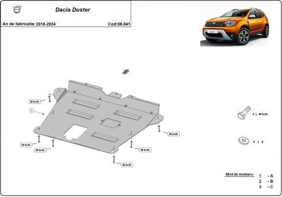 Aluminium Motor, Versnellingsbak en Radiator Beschermplaat voor Dacia Duster