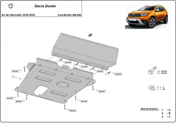 Motor Beschermplaat voor Dacia Duster - promotie pakket