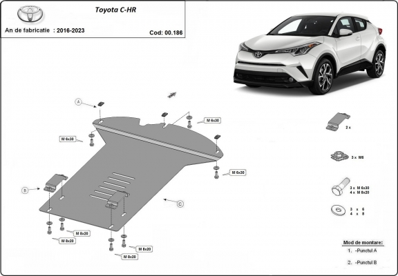 Katalysator/cat lock Beschermplaat voor Toyota C-HR