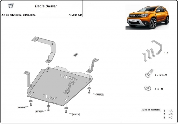 Brandstoftank Beschermplaat voor Dacia Duster