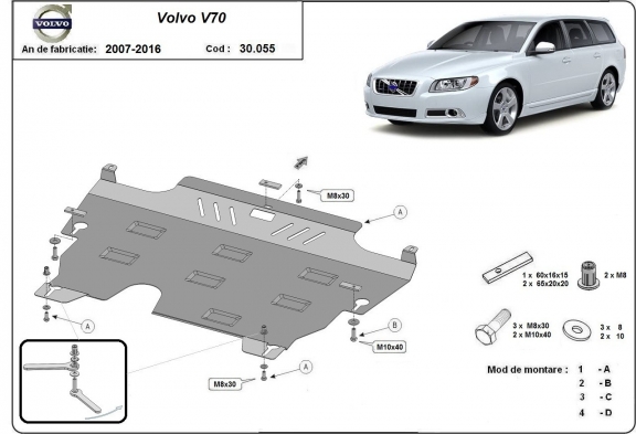 Motor, Versnellingsbak en Radiator Beschermplaat voor Volvo V70