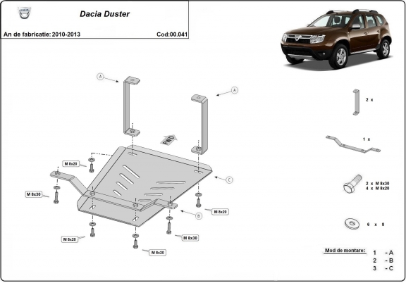 Differentieel Beschermplaat voor Dacia Duster