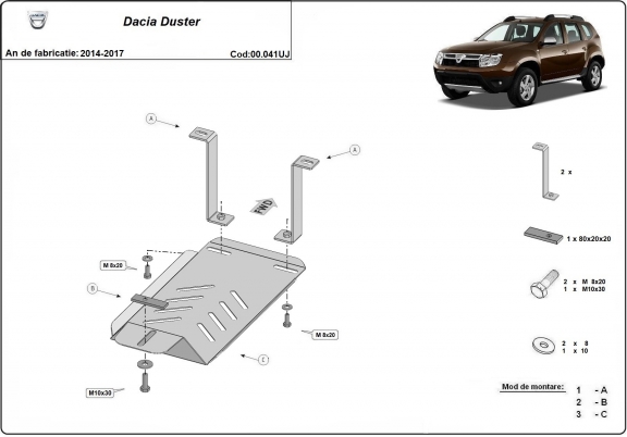Differentieel Beschermplaat - RWD voor Dacia Duster 4x4