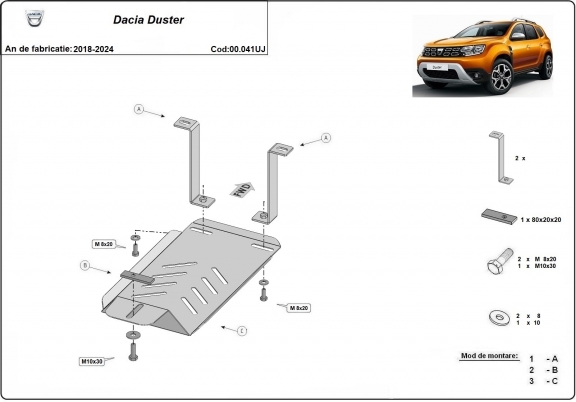 Differentieel Beschermplaat - RWD voor Dacia Duster 4x4