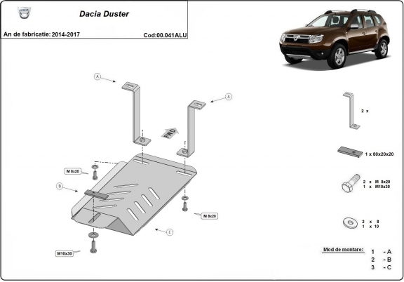 Differentieel Beschermplaat voor Dacia Duster 4x4