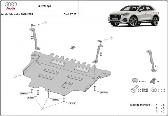 Motor Beschermplaat voor Audi Q3