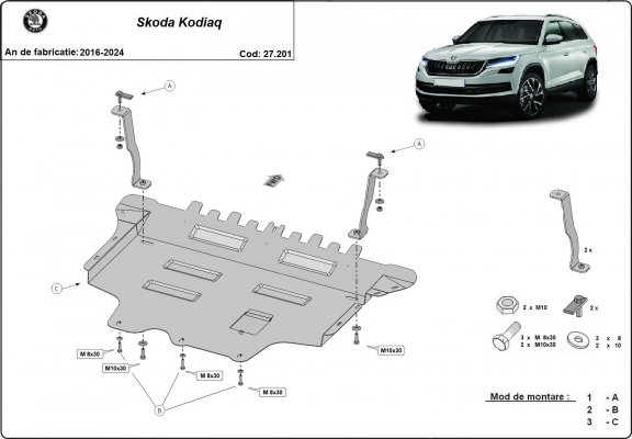 Motor, Versnellingsbak en Radiator Beschermplaat voor Skoda Kodiaq