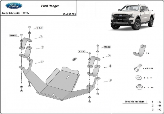 Differentieel Beschermplaat voor Ford Ranger