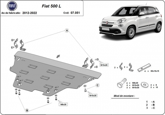 Motor Beschermplaat voor Fiat 500 L
