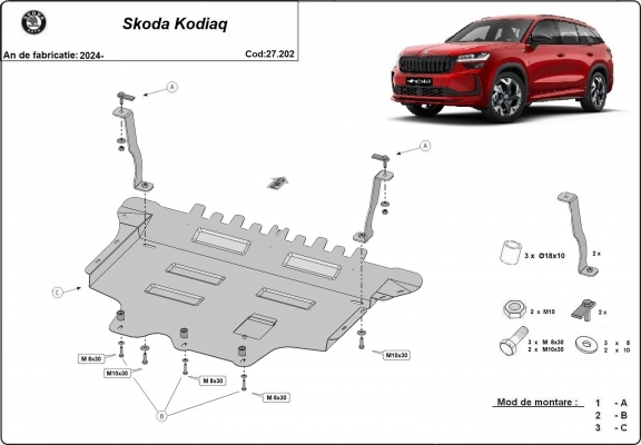 Motor, Versnellingsbak en Radiator Beschermplaat voor Skoda Kodiaq