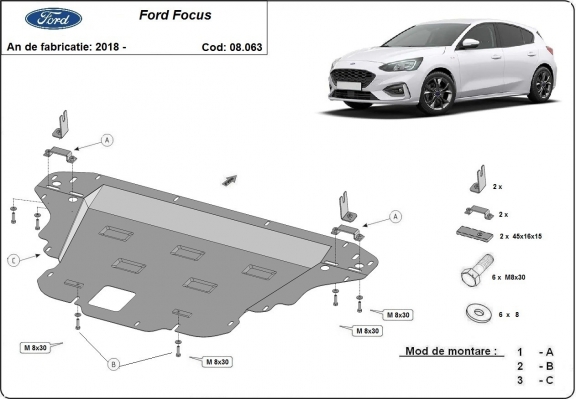 Motor en Versnellingsbak Beschermplaat voor Ford Focus 4