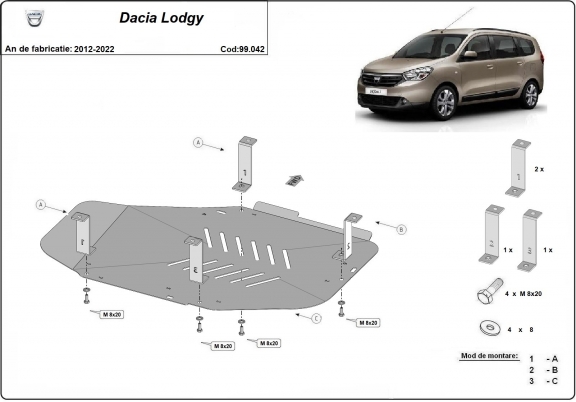 Brandstoftank Beschermplaat voor Dacia Lodgy