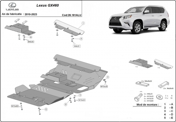 Motor  Beschermplaat voor Lexus GX460 - Aluminium