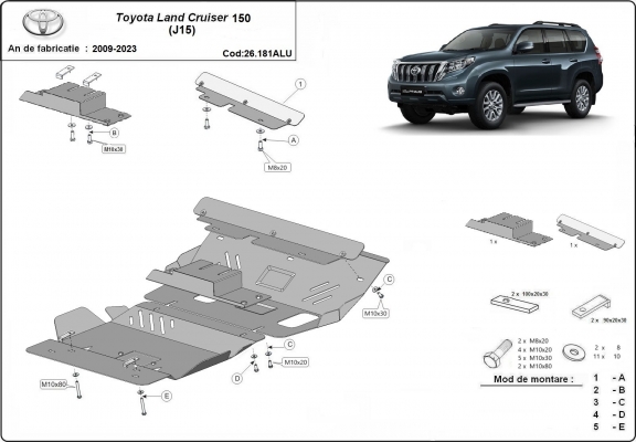 Motor  Beschermplaat voor Toyota Land Cruiser 150 - Aluminium