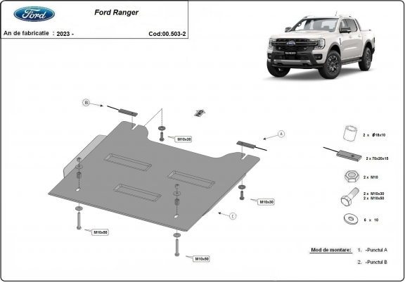 Tussenbak Beschermplaat Ford Ranger