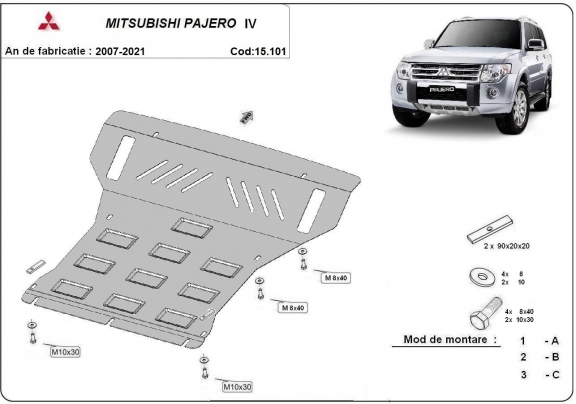 Motor en Radiator Beschermplaat voor Mitsubishi Pajero 4 (V80, V90)