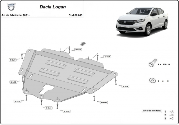Motor en Versnellingsbak Beschermplaat voor Dacia Logan