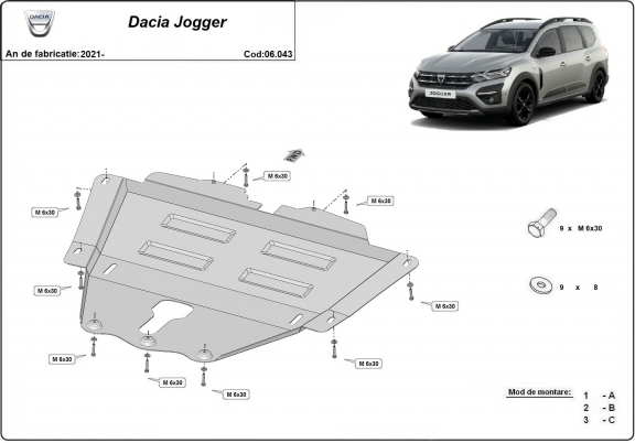Motor en Versnellingsbak Beschermplaat voor Dacia Jogger
