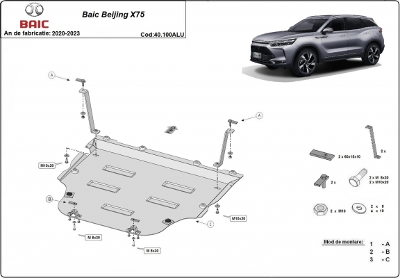 Motor, Versnellingsbak   aluminium Beschermplaat voor BAIC Beijing X75