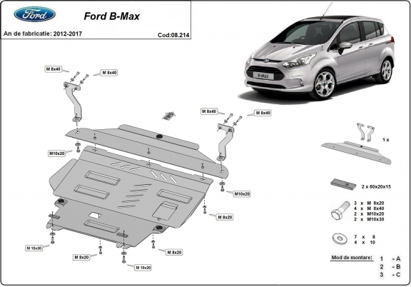 Motor en Versnellingsbak Beschermplaat voor Ford B-Max