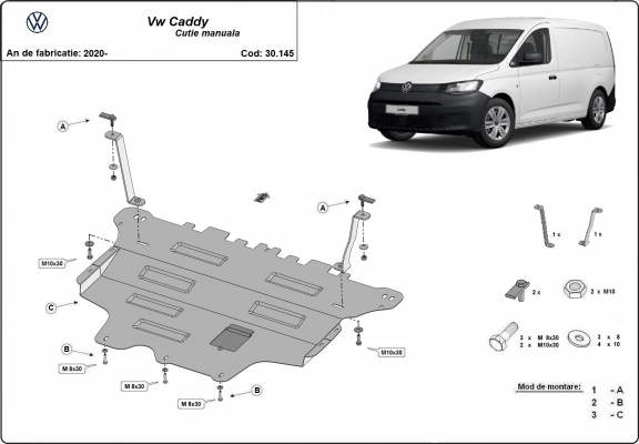 Motor en Versnellingsbak Beschermplaat voor VW Caddy