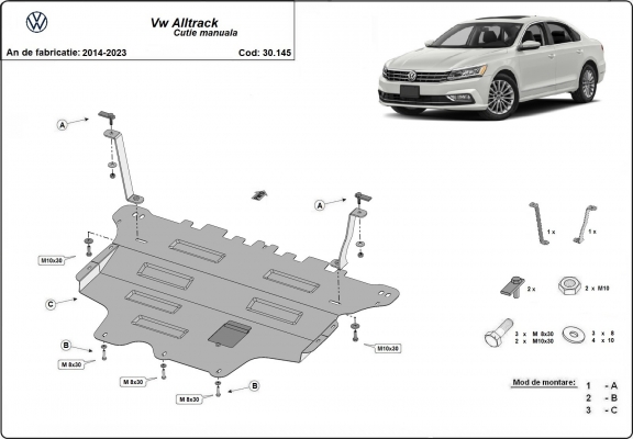 Motor, Versnellingsbak en Radiator Beschermplaat voor VW Passat Alltrack - handmatige versnellingen