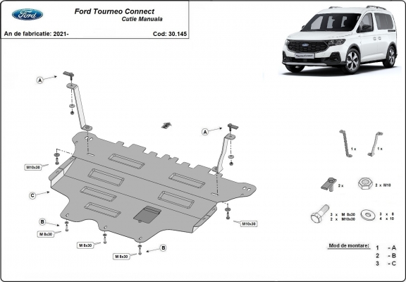 Motor, Versnellingsbak en Radiator Beschermplaat voor Ford Tourneo Connect