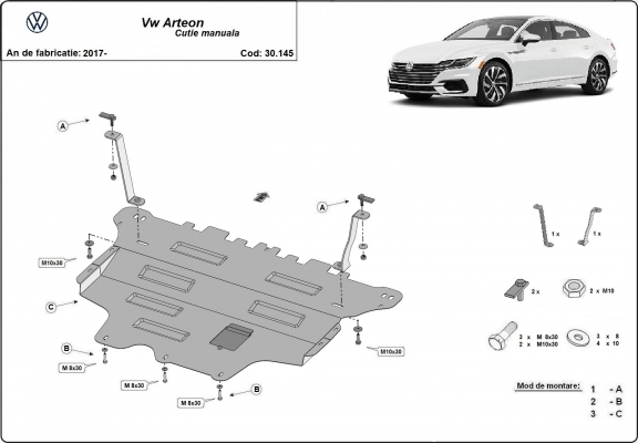 Motor, Versnellingsbak en Radiator Beschermplaat voor VW Arteon - handmatige versnellingen