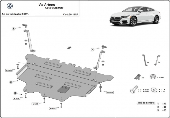 Motor, Versnellingsbak en Radiator Beschermplaat voor VW Arteon - automatische versnellingsbak