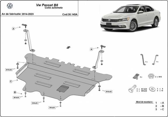 Motor, Versnellingsbak en Radiator Beschermplaat voor VW Passat B8 - automatische versnellingsbak