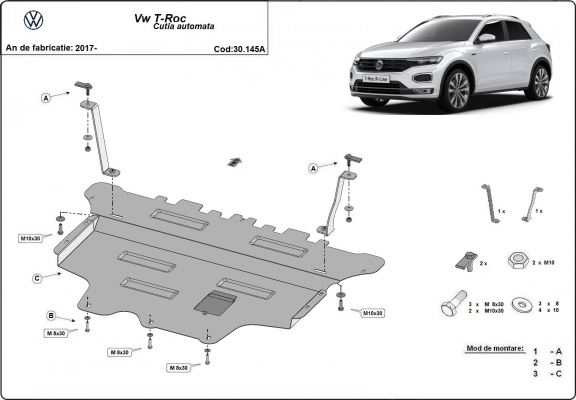 Motor, Versnellingsbak en Radiator Beschermplaat voor Volkswagen T-Roc - automatische versnellingsbak