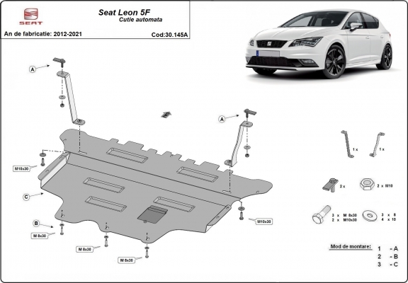 Motor en Versnellingsbak Beschermplaat voor Seat Leon Mk3 - Automatische versnellingsbak
