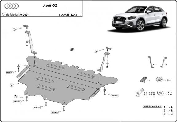 Aluminium Motor Beschermplaat voor Audi Q2