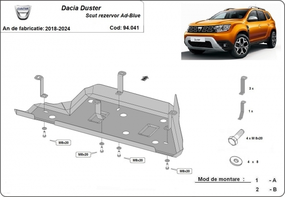 AdBlue tank Beschermplaat voor Dacia Duster