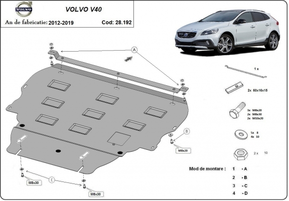 Motor, Versnellingsbak en Radiator Beschermplaat voor Volvo V40