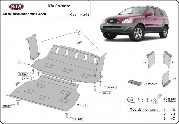 Motor en Radiator Beschermplaat voor Kia Sorento