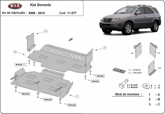 Motor en Radiator Beschermplaat voor Kia Sorento