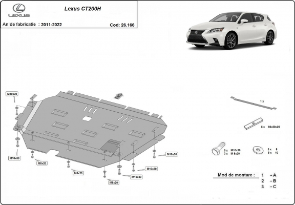 Motor, Versnellingsbak en Radiator Beschermplaat voor Lexus CT200H