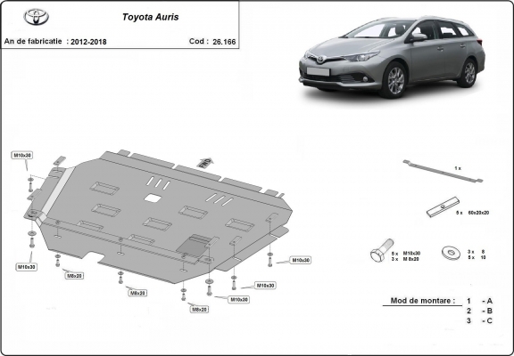 Motor, Versnellingsbak en Radiator Beschermplaat voor Toyota Auris