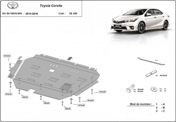 Motor Beschermplaat voor Toyota Corolla