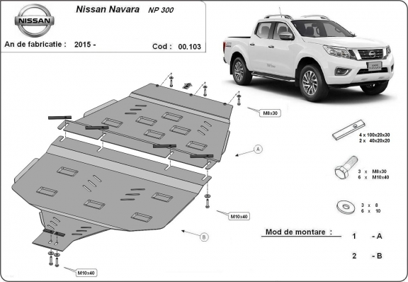 Versnellingsbak Beschermplaat voor Nissan Navara NP300 - D23