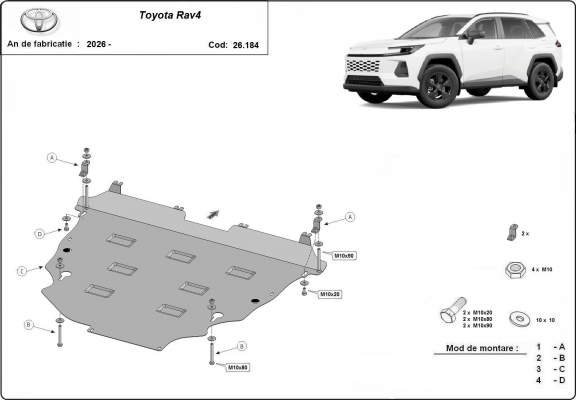 Motor en Versnellingsbak Beschermplaat voor Toyota Rav4