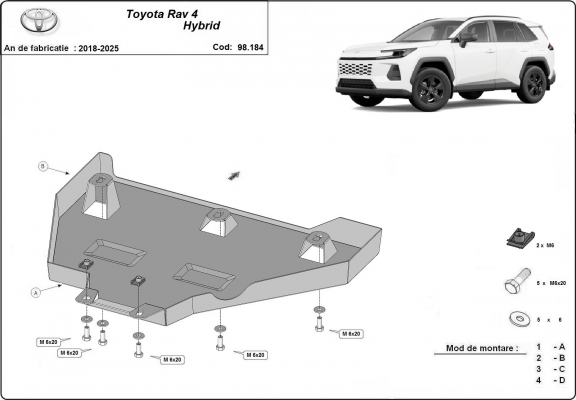Differentieel Beschermplaat voor Toyota RAV 4 Hybrid