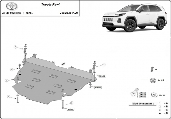 Motor, Versnellingsbak en Radiator  aluminium Beschermplaat voor Toyota RAV4