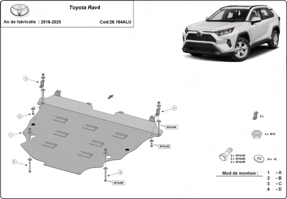 Motor, Versnellingsbak en Radiator  aluminium Beschermplaat voor Toyota RAV4